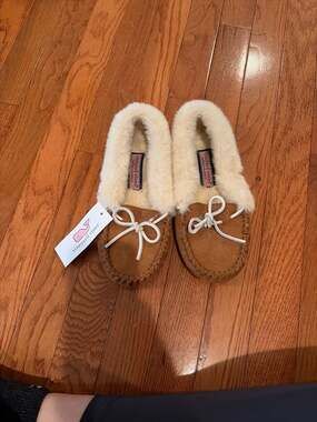 Vineyard Vines Women's Faux Suede Shearling Moccasin Slippers